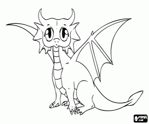 Coloriage petit dragon avec de grands yeux