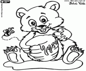 Coloriage Le petit ours avec la ruche