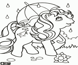 Coloriage Mon petit poney avec parapluie