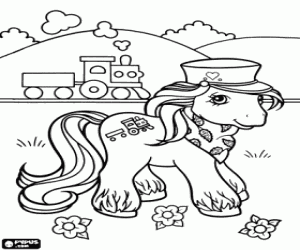 Coloriage Mon petit poney et un train à vapeur