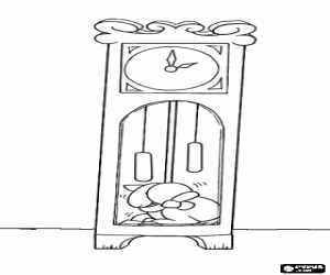 Coloriage La petite chèvre dans l'horloge