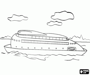 Coloriage Petite croisière. Navire à passagers