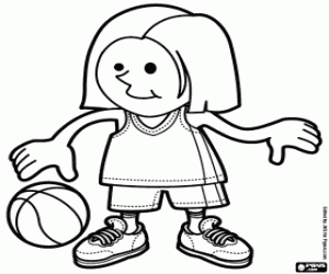Coloriage Petite fille avec le ballon de basket