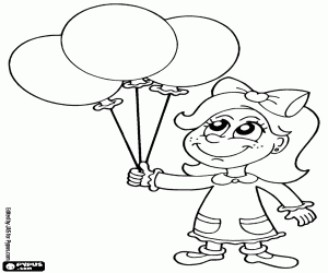 Coloriage Petite fille avec ballon gonflable