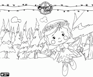 Coloriage La petite fée Chloé dans la forêt