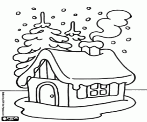 Coloriage Petite maison dans la neige