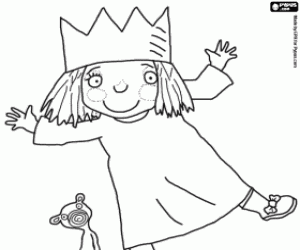 Coloriage Petite princesse et ours en peluche