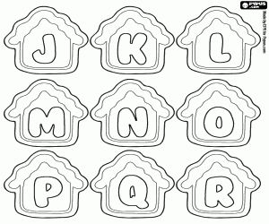 Coloriage Petites maisons avec des lettres de J à R