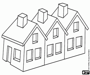 Coloriage Petites maisons de ville avec cheminées