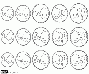 Coloriage Petites pièces de monnaie, Banque de Pypus