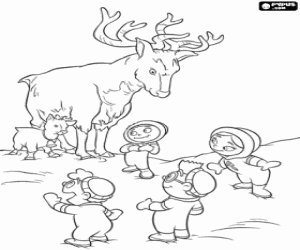 Coloriage Petits Einstein et les cerfs