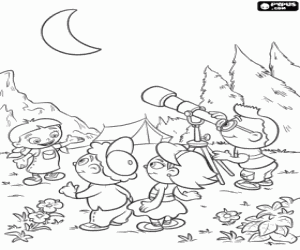 Coloriage Les Petits Einstein et le télescope