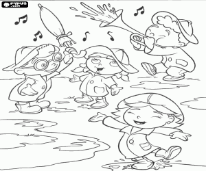 Coloriage Petits Einsteins et des flaques de pluie