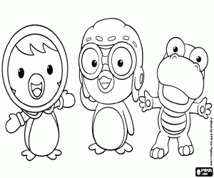 Coloriage Petty, Pororo et Crong