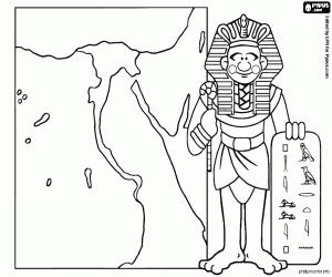 Coloriage Le Pharaon et une carte de l’Empire