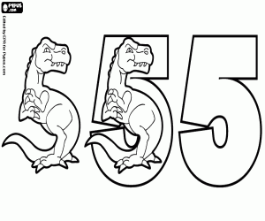 Coloriage Phases du numéro cinq avec dinosaure