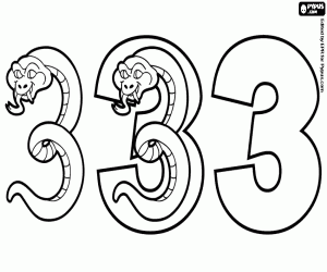 Coloriage Phases du numéro trois avec un serpent