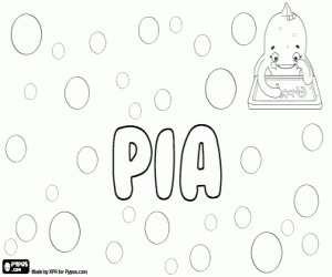 Coloriage Pia, nom dans plusieurs langues