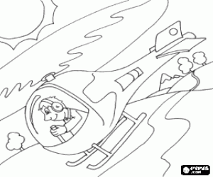 Coloriage Pilote d'hélicoptère de vol