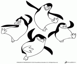Coloriage Les pingouins de Madagascar dansant