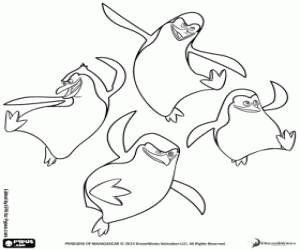 Coloriage Les pingouins de Madagascar à sauter