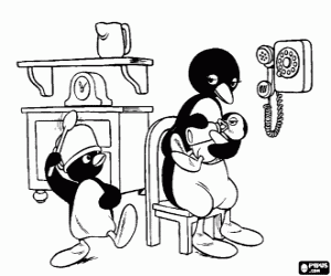 Coloriage Pingu, Pinga et leur mère