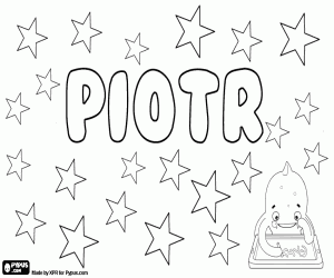 Coloriage Piotr, nom polonais pour enfant