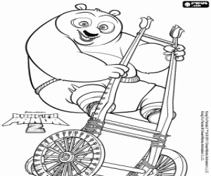 Coloriage Po le panda sur roues