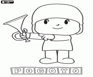 Coloriage Pocoyo avec une trompette