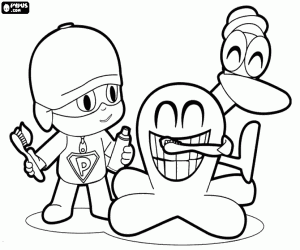 Coloriage Pocoyo, Fred et les dents