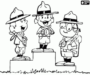 Coloriage Le podium des scouts