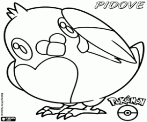Coloriage Poichigeon, un pokemon noir et blanc