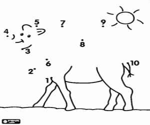 Coloriage Point à point, un chameau