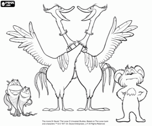 Coloriage Les poissons, les cygnes et Pip