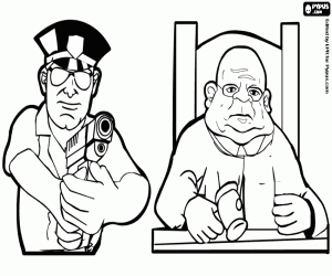 Coloriage La police et le juge