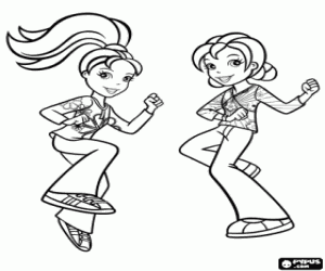 Coloriage Polly et une amie dansant