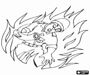 Coloriage Pompier parmi les flammes