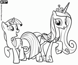 Coloriage Les poneys licorne Twilight et Cadance