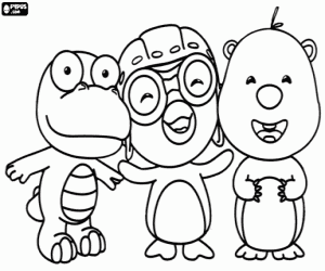Coloriage Pororo avec Crong et Loopy