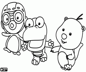 Coloriage Pororo le pingouin et ses amis