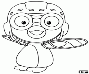 Coloriage Pororo le pingouin veut voler