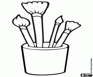 Coloriage Pot avec les pinceaux