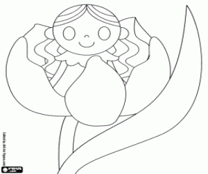 Coloriage Poucette, la petite fille de la fleur