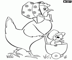 Coloriage Poule et poussin de Pâques