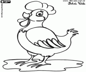 Coloriage La poule, un animal de ferme