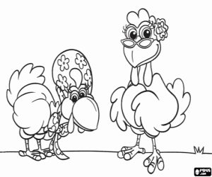 Coloriage Les poules Zaza et Lola de Cocoricó