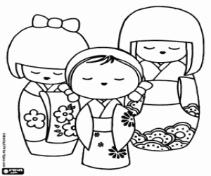 Coloriage Poupées japonaises, les Kimmidoll