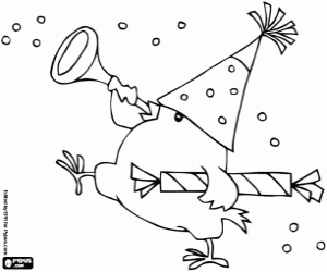 Coloriage Le poussin et le nouvel an