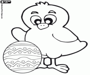 Coloriage Poussin et petit oeuf de Pâques
