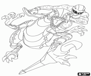 Coloriage Power Rangers et dinosaure robot